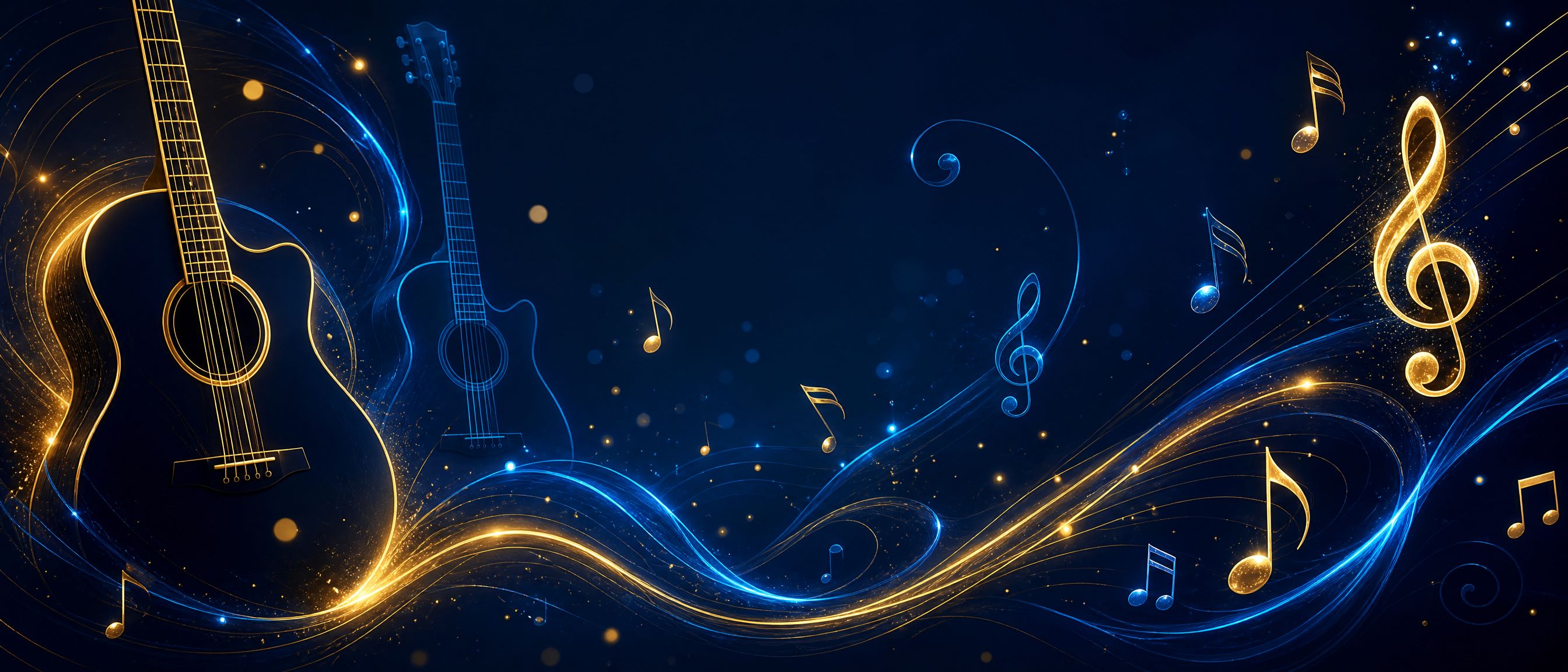 Música e violão — Arte decorativa com notas musicais